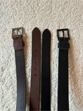 Lot of 2 Leather Bison Belts Size 38 NWOT Black & Brown